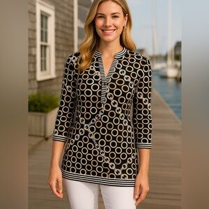 J.McLaughlin Chain Link & Circle Print Tunic Top – Size XS